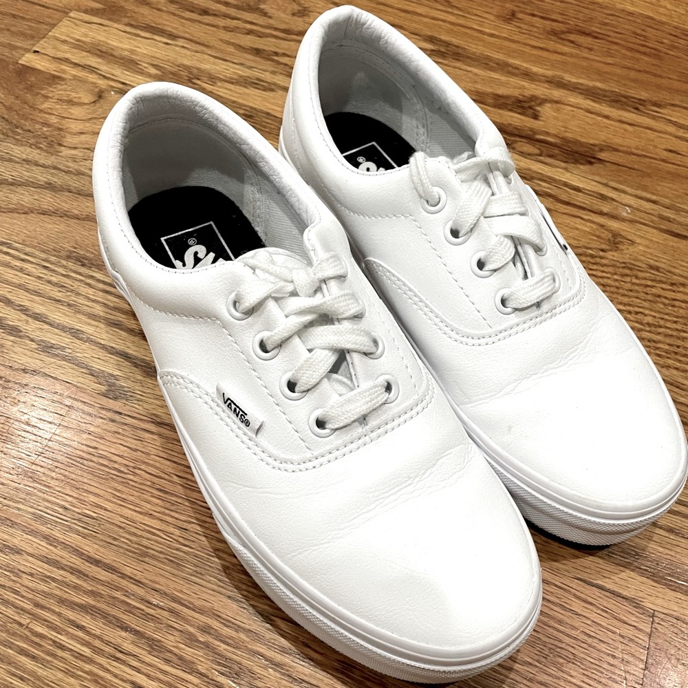 Vans white leather